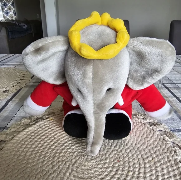 Vintage Macys 1988 Gund Babar the elephant king 14" Plush Red Suit Yellow Crown - Picture 3 of 7